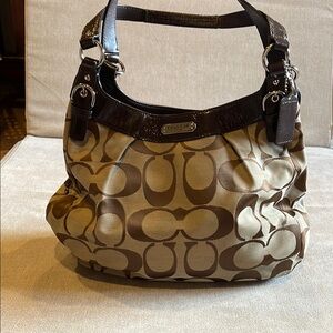 Coach Brown Signature Canvas Shoulder Bag